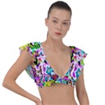 Colorful paint texture                                                    Plunge Frill Sleeve Bikini Top