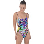 Colorful paint texture                                                    Tie Strap One Piece Swimsuit