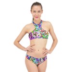 Colorful paint texture                                                    High Neck Bikini Set
