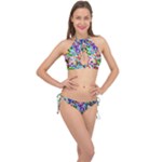 Colorful paint texture                                                    Cross Front Halter Bikini Set