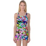 Colorful paint texture                                                    Women s Boyleg One Piece Swimsuit