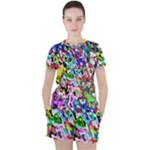 Colorful paint texture                                                    Women s Mesh Tee and Shorts Set