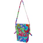 Colorful distorted shapes on a grey background                                                     Folding Shoulder Bag