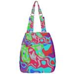 Colorful distorted shapes on a grey background                                                     Center Zip Backpack