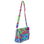 Colorful distorted shapes on a grey background                                                 Shoulder Bag with Back Zipper