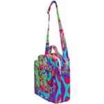 Colorful distorted shapes on a grey background                                                  Crossbody Day Bag