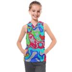 Colorful distorted shapes on a grey background                                                  Kids  Sleeveless Hoodie