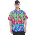 Colorful distorted shapes on a grey background                                                   Men s Short Sleeve Shirt
