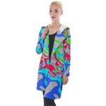 Colorful distorted shapes on a grey background                                                    Hooded Pocket Cardigan