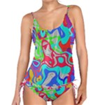 Colorful distorted shapes on a grey background                                                    Tankini Set