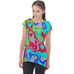 Colorful distorted shapes on a grey background                                                    Cap Sleeve High Low Top