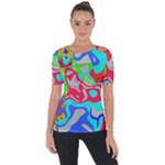 Colorful distorted shapes on a grey background                                                    Shoulder Cut Out Short Sleeve Top