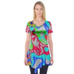 Colorful distorted shapes on a grey background                                                     Short Sleeve Tunic