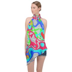 Halter Asymmetric Satin Top 