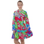 Colorful distorted shapes on a grey background                                                       All Frills Chiffon Dress