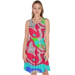 Colorful distorted shapes on a grey background                                                        Knee Length Skater Dress With Pockets