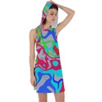 Colorful distorted shapes on a grey background                                                      Racer Back Hoodie Dress