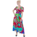 Colorful distorted shapes on a grey background                                                        Button Up Short Sleeve Maxi Dress