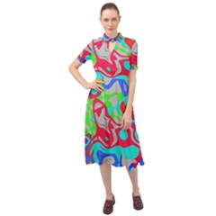 Keyhole Neckline Chiffon Dress 