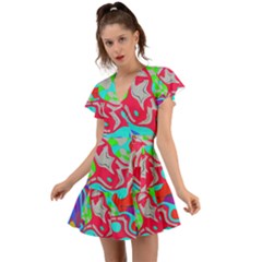 Flutter Sleeve Wrap Dress 