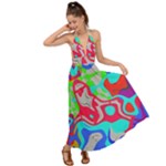 Colorful distorted shapes on a grey background                                                      Backless Maxi Beach Dress