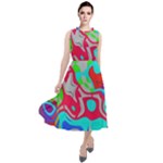 Colorful distorted shapes on a grey background                                                        Round Neck Boho Dress