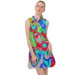 Colorful distorted shapes on a grey background                                                        Sleeveless Shirt Dress