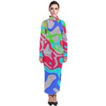 Colorful distorted shapes on a grey background                                                       Turtleneck Maxi Dress