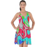 Colorful distorted shapes on a grey background                                                        Show Some Back Chiffon Dress