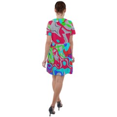 Short Sleeve Shoulder Cut Out Dress  