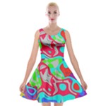 Colorful distorted shapes on a grey background                                                     Velvet Skater Dress