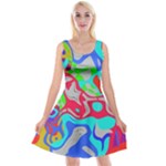 Colorful distorted shapes on a grey background                                                          Reversible Velvet Sleeveless Dress