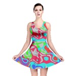 Colorful distorted shapes on a grey background                                                     Reversible Skater Dress