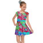 Colorful distorted shapes on a grey background                                                    Kids Cap Sleeve Dress