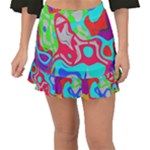 Colorful distorted shapes on a grey background                                                     Fishtail Mini Chiffon Skirt