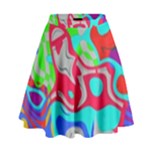 Colorful distorted shapes on a grey background                                                       High Waist Skirt