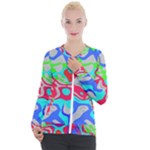 Colorful distorted shapes on a grey background                                                   Casual Zip Up Jacket