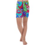 Colorful distorted shapes on a grey background                                                    Kids  Lightweight Velour Capri Yoga Leggings