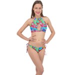 Colorful distorted shapes on a grey background                                                     Cross Front Halter Bikini Set
