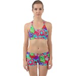 Colorful distorted shapes on a grey background                                                     Back Web Sports Bra Set