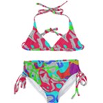 Colorful distorted shapes on a grey background                                                    Kids  Classic Bikini Set