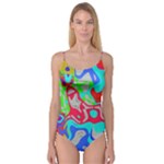 Colorful distorted shapes on a grey background                                                     Camisole Leotard