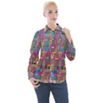 Colorful shapes texture                                                  Women s Long Sleeve Pocket Shirt