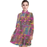 Colorful shapes texture                                               Long Sleeve Chiffon Shirt Dress