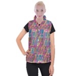 Colorful shapes texture                                                Women s Button Up Puffer Vest