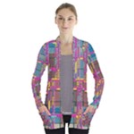 Colorful shapes texture                                                  Women s Open Front Pockets Cardigan