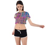 Colorful shapes texture                                                   Tie Back Short Sleeve Crop Tee