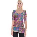 Colorful shapes texture                                                   Wide Neckline Tee