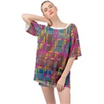 Colorful shapes texture                                                 Oversized Chiffon Top