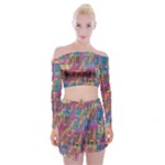 Colorful shapes texture                                                      Off Shoulder Top with Minki Skirt Set